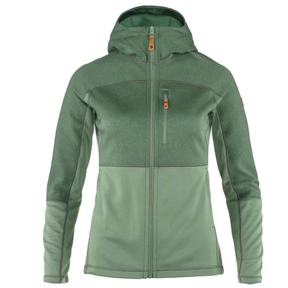 NEW FJALLRAVEN women's abisko trail fleece hooded sweater in green